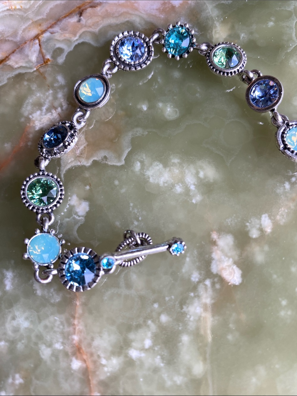 Swarovski Crystal Silver Bracelet - Blue Green - Picture 3 of 4